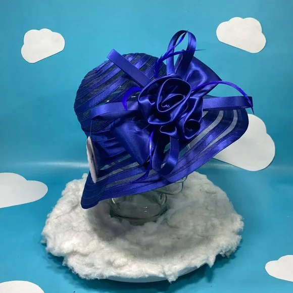 Royal Blue Derby Hat - Picture 7 of 8